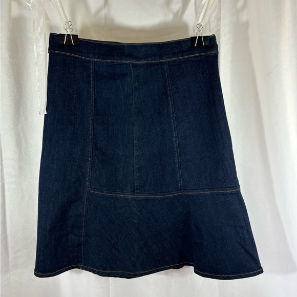 Ann Taylor Back Zipper Closure Dark Wash Denim A-Line Skirt Blue Size 4 Classic - Picture 15 of 15